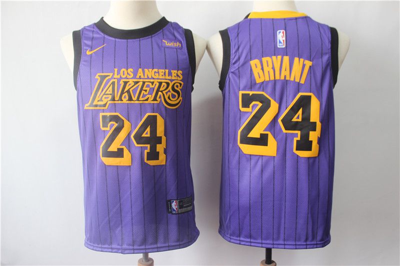 Men Los Angeles Lakers #24 Bryant Purple Stripe Nike Game NBA Jerseys